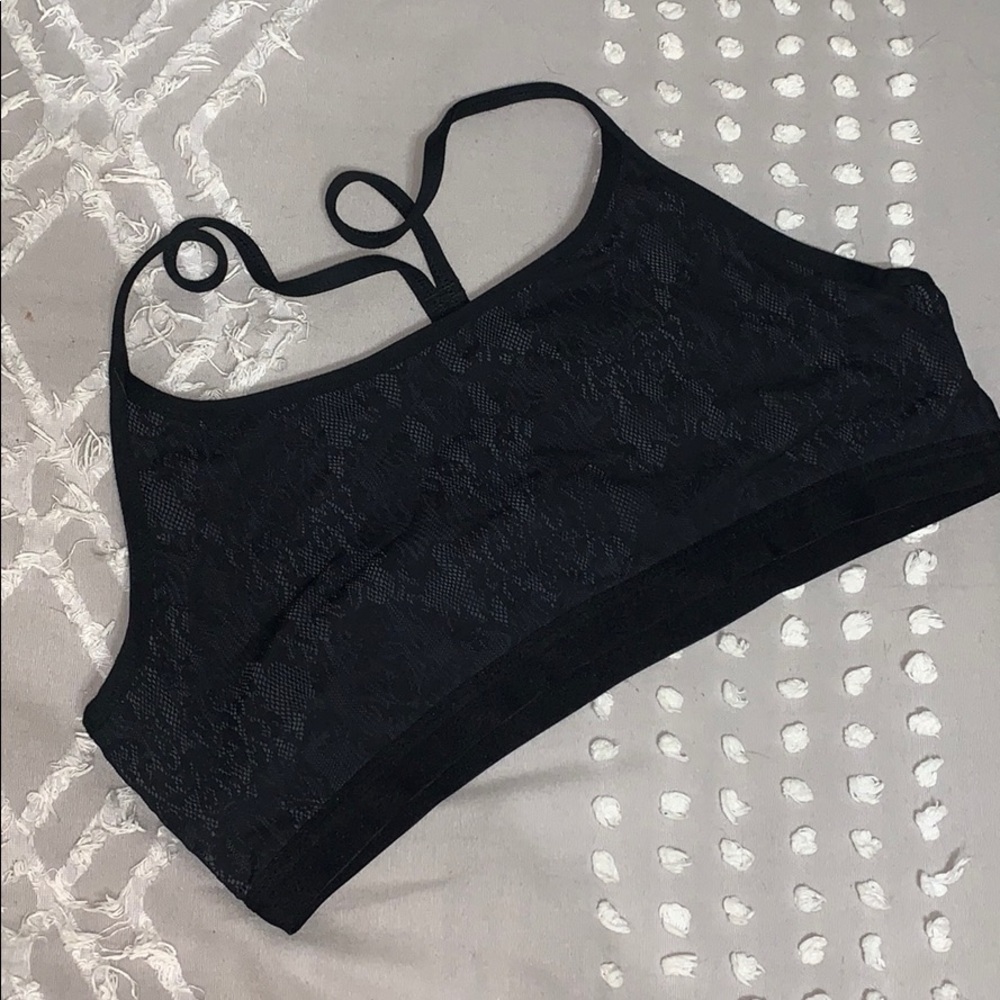 Black Lace Fabletics Sports Bra